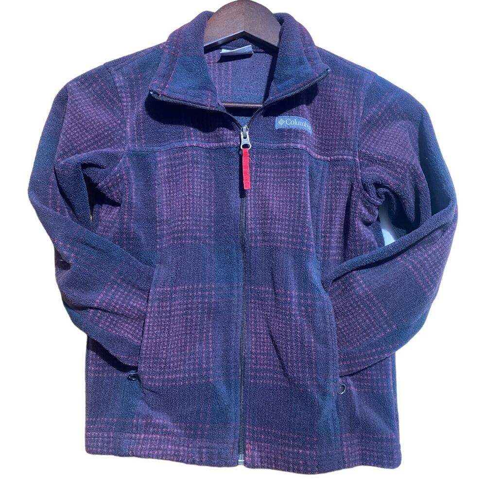 Columbia black and dark red fleece full zip jacket with pockets  Youth Small (8)